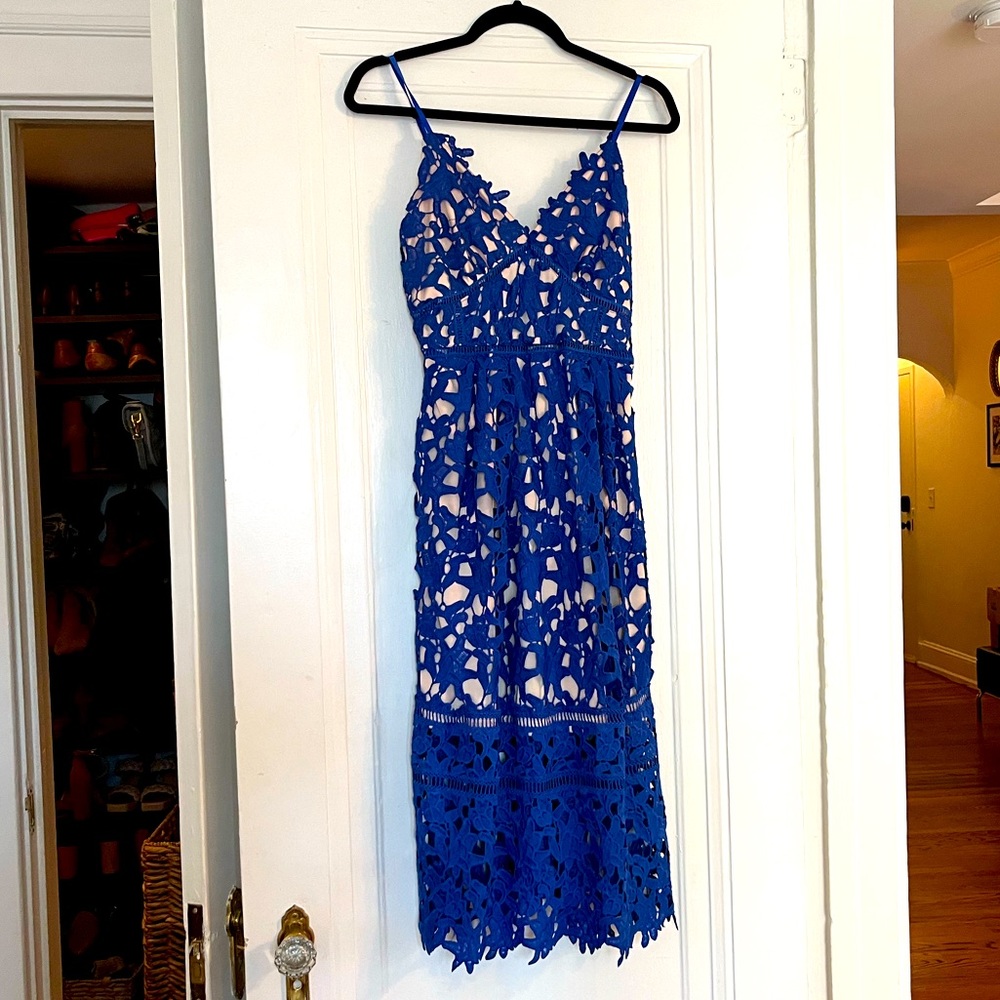 Blue Lace Midi Dress
